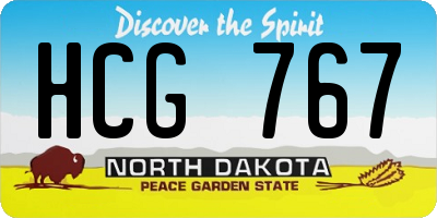 ND license plate HCG767