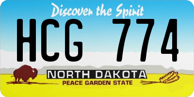 ND license plate HCG774