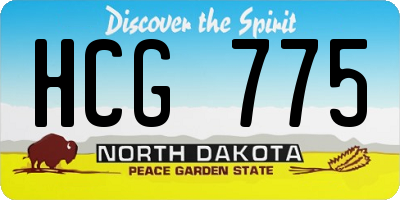 ND license plate HCG775