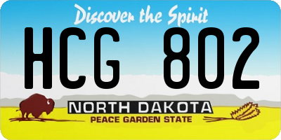 ND license plate HCG802