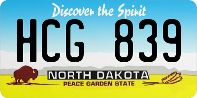 ND license plate HCG839