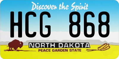 ND license plate HCG868