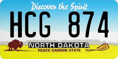 ND license plate HCG874