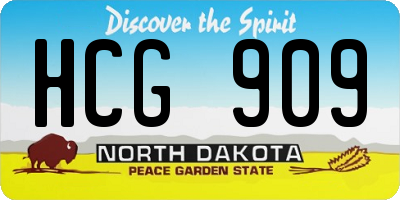ND license plate HCG909