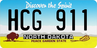 ND license plate HCG911