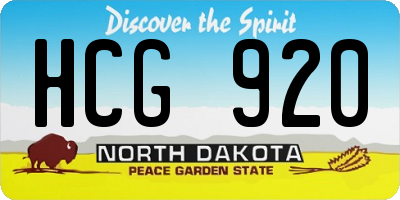 ND license plate HCG920