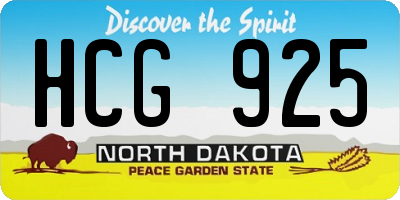 ND license plate HCG925
