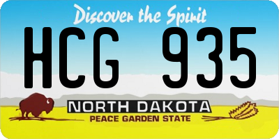 ND license plate HCG935