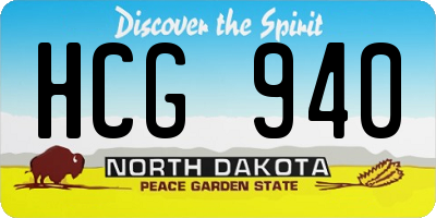 ND license plate HCG940