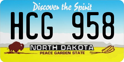 ND license plate HCG958