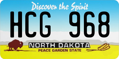 ND license plate HCG968