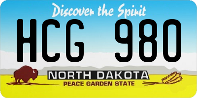 ND license plate HCG980