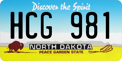 ND license plate HCG981