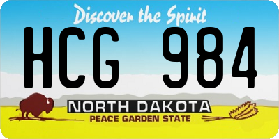 ND license plate HCG984