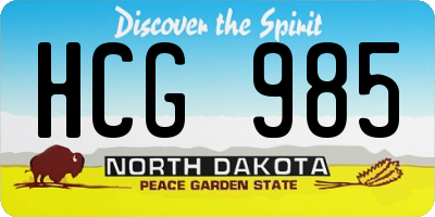 ND license plate HCG985