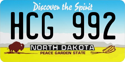 ND license plate HCG992