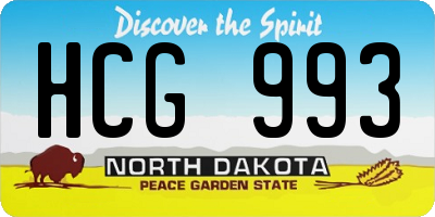 ND license plate HCG993