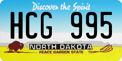 ND license plate HCG995