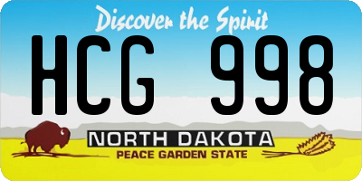 ND license plate HCG998
