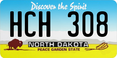 ND license plate HCH308