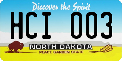 ND license plate HCI003