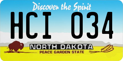 ND license plate HCI034