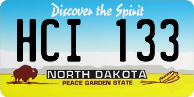 ND license plate HCI133