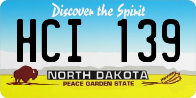 ND license plate HCI139