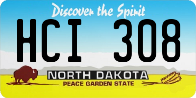 ND license plate HCI308