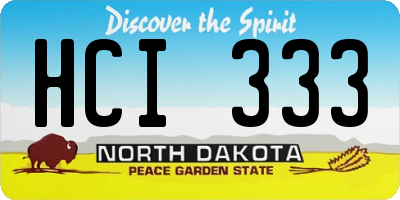 ND license plate HCI333