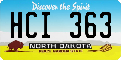 ND license plate HCI363