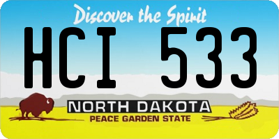 ND license plate HCI533