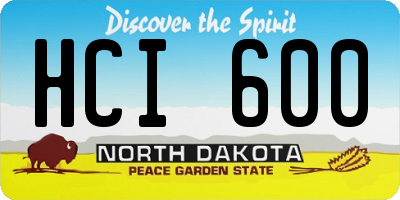 ND license plate HCI600