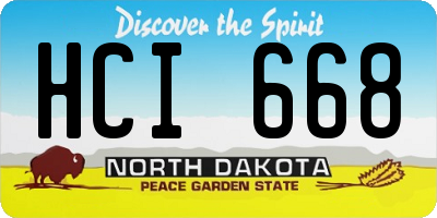 ND license plate HCI668