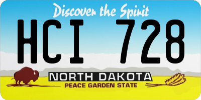 ND license plate HCI728