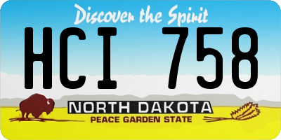ND license plate HCI758