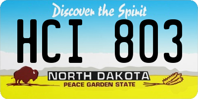 ND license plate HCI803