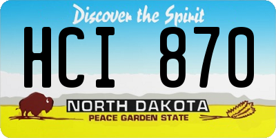 ND license plate HCI870
