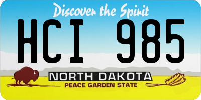 ND license plate HCI985