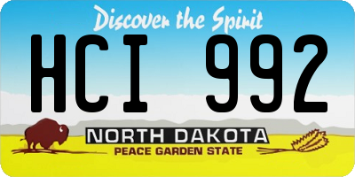 ND license plate HCI992