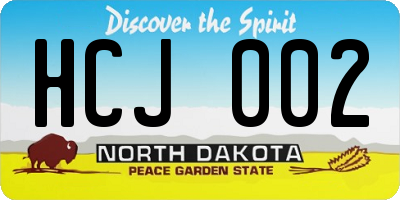 ND license plate HCJ002