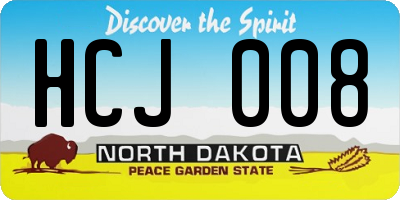 ND license plate HCJ008