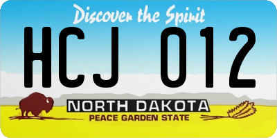 ND license plate HCJ012