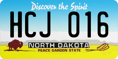 ND license plate HCJ016