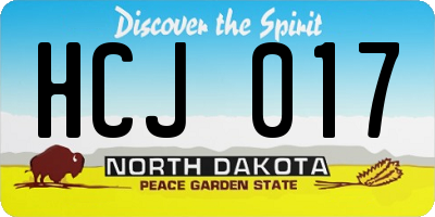 ND license plate HCJ017