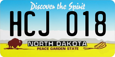 ND license plate HCJ018