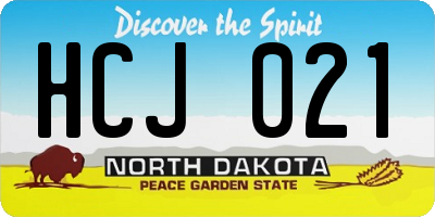 ND license plate HCJ021
