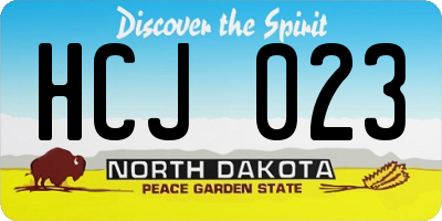 ND license plate HCJ023