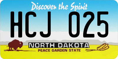 ND license plate HCJ025