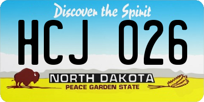 ND license plate HCJ026
